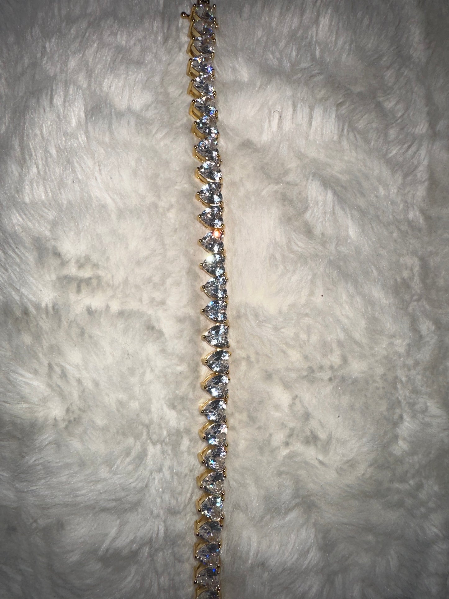 So Icy Gold Heart Tennis Bracelet