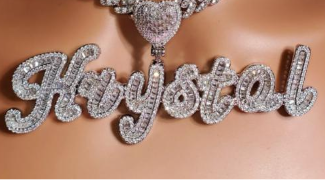 CUSTOMIZED Krystal Heart Name Chain ( Tennis Chain)