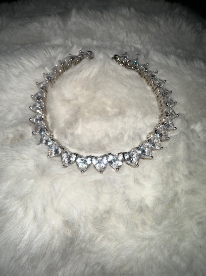 So Icy Silver Heart Tennis Bracelet