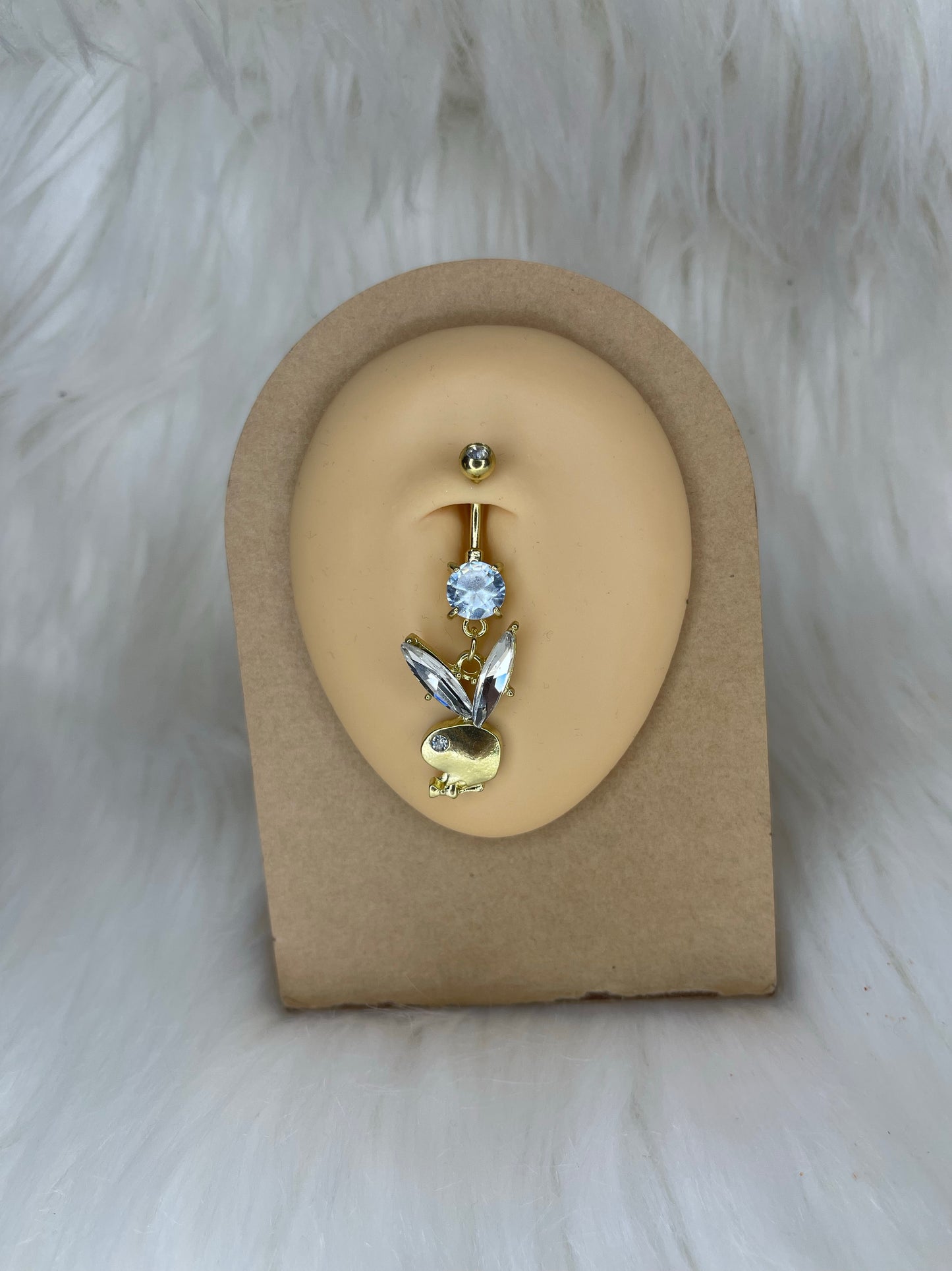 Gold Crystal Playgirl Belly Ring